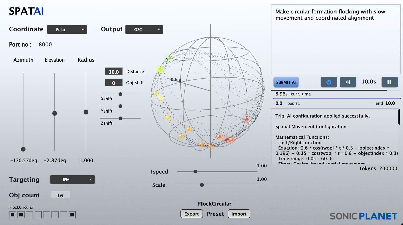 SPATAI polar coordinate view with circular formation